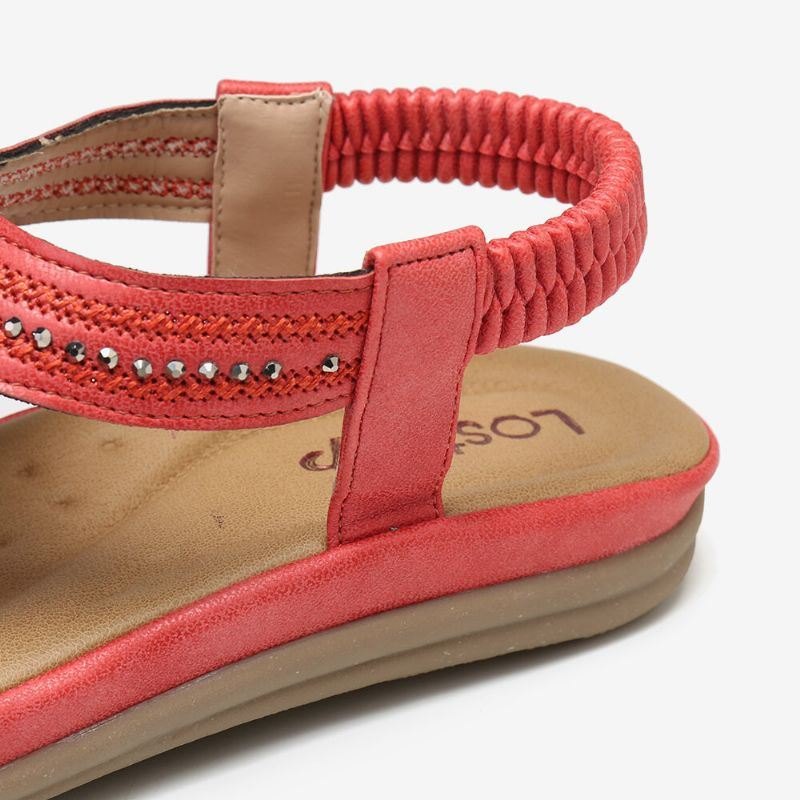 Dame Flip Flop Rhinestone Elastisk Band Slip On Sommer Behagelige Uformelle Flat Sandaler