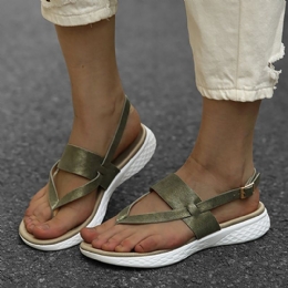 Dame Flip Flop Slingback Spenne Myk Såle Uformelle Flate Sandaler