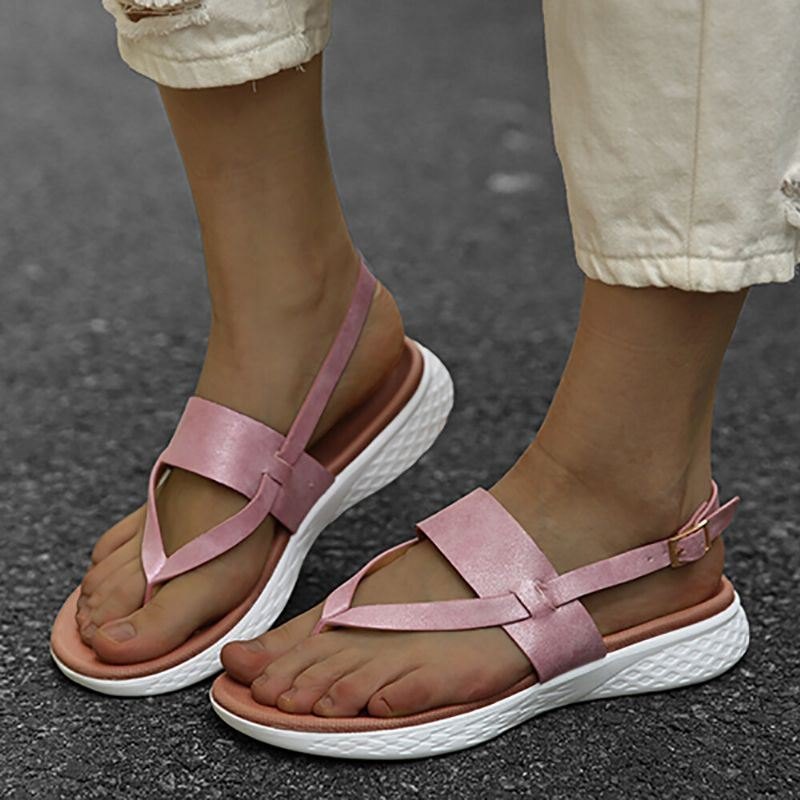 Dame Flip Flop Slingback Spenne Myk Såle Uformelle Flate Sandaler