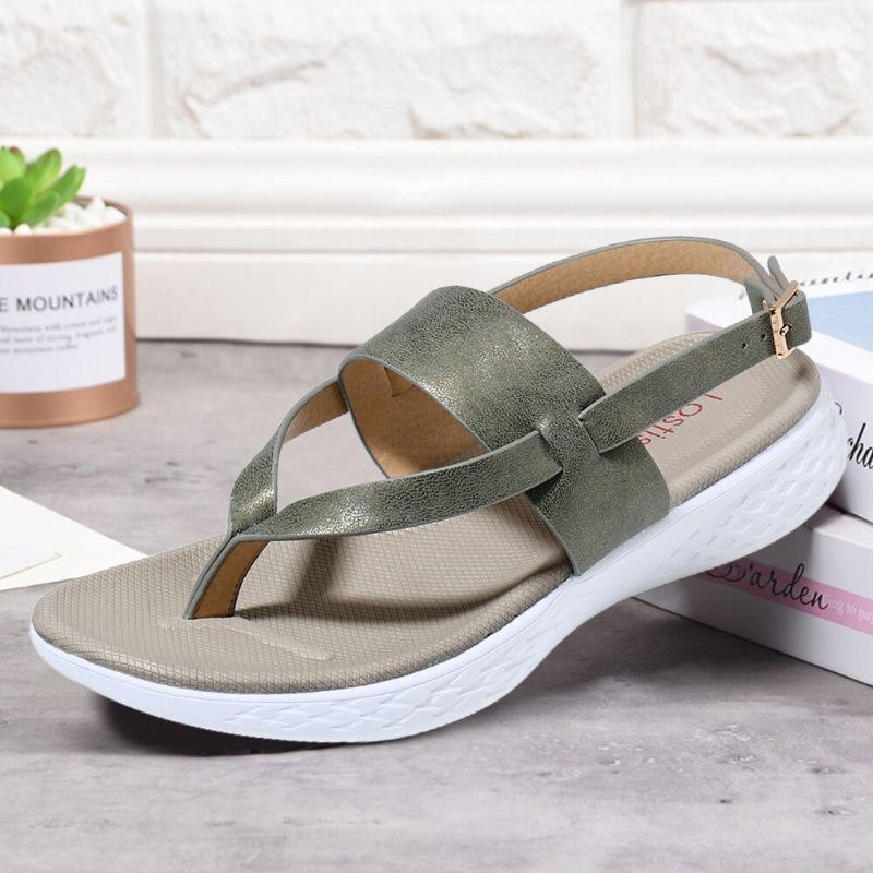 Dame Flip Flop Slingback Spenne Myk Såle Uformelle Flate Sandaler