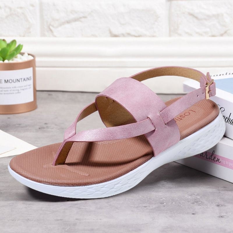 Dame Flip Flop Slingback Spenne Myk Såle Uformelle Flate Sandaler