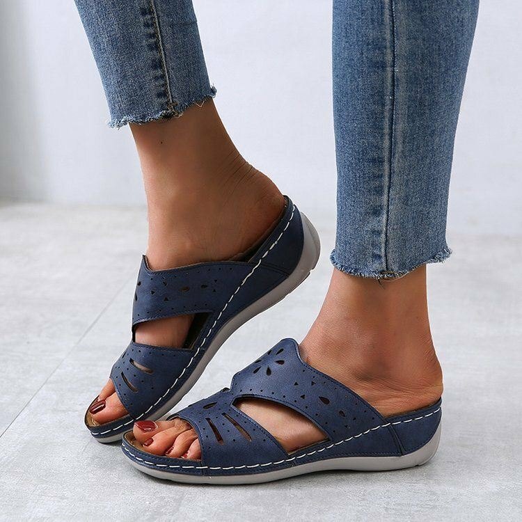 Dame Hollow Comfy Sklisikker Casual Slip On Wedges-sandaler