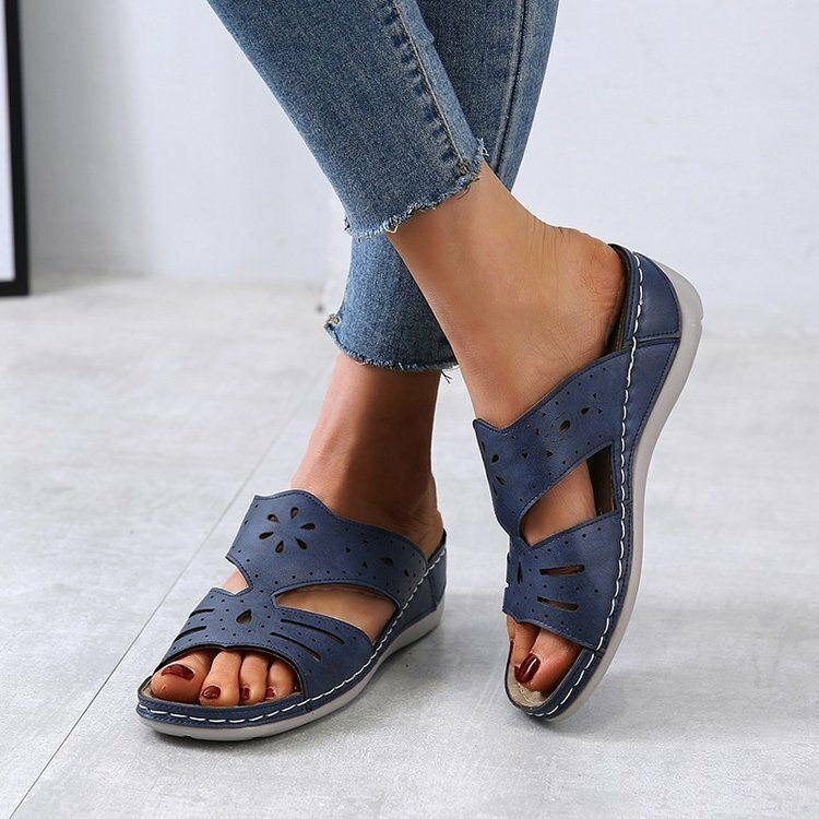 Dame Hollow Comfy Sklisikker Casual Slip On Wedges-sandaler