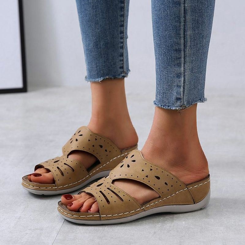 Dame Hollow Comfy Sklisikker Casual Slip On Wedges-sandaler