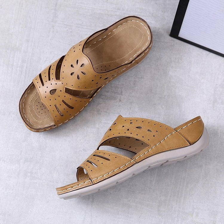 Dame Hollow Comfy Sklisikker Casual Slip On Wedges-sandaler