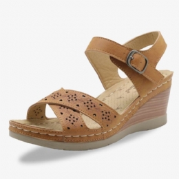 Dame Hul Ut Åpen Tåspenne Casual Summer Wedge Sandaler