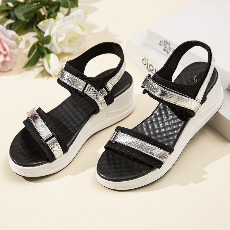 Dame Justerbar Stropp Sports Comfy Casual Wedge Sandaler