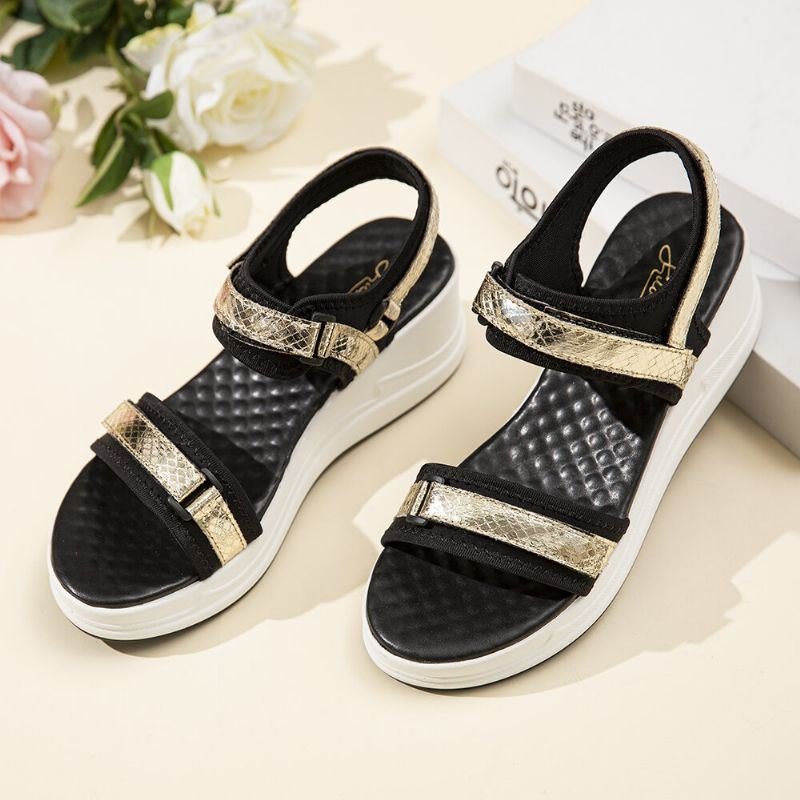 Dame Justerbar Stropp Sports Comfy Casual Wedge Sandaler