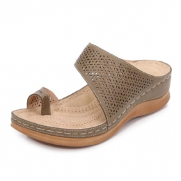 Dame Large Size Toe Ring Hollow Out Beach Slide Sandaler