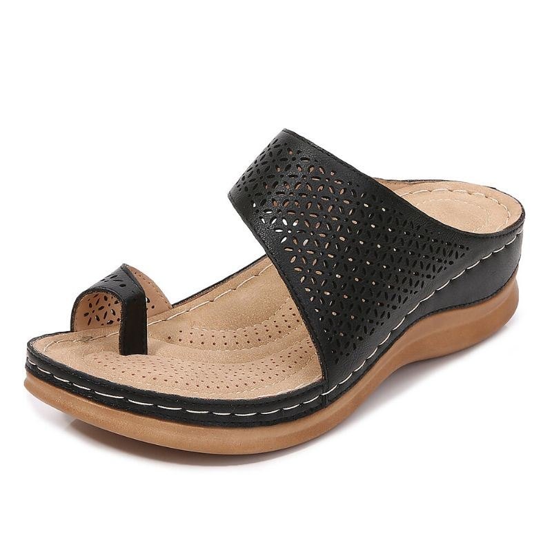 Dame Large Size Toe Ring Hollow Out Beach Slide Sandaler