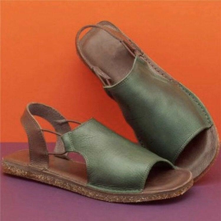 Dame Large Størrelse Hollow Out Ensfarge Casual Slingback Summer Roman Flat Sandaler