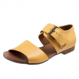 Dame Large Størrelse Rome Peep Toe Casual Spenne Flat Sandaler