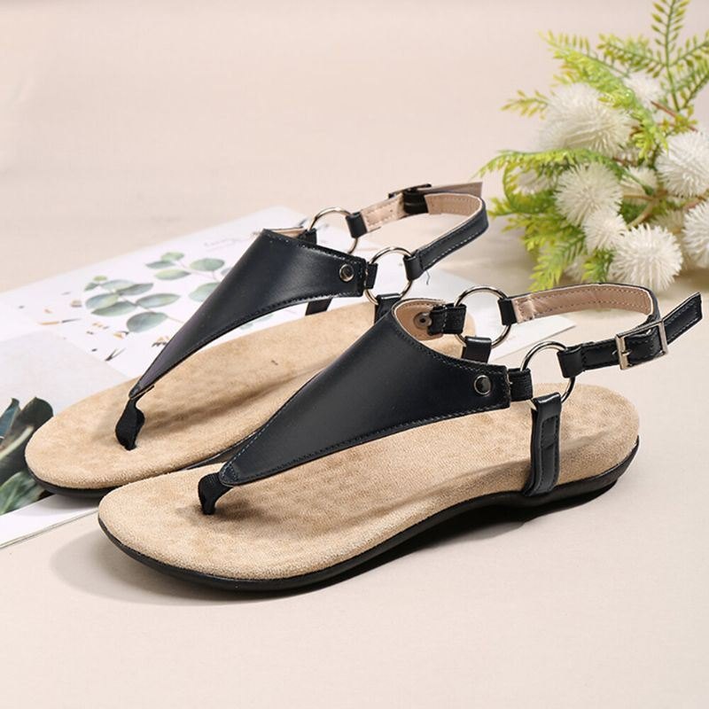 Dame Metal Spenne Flip Flops Casual Flat Slingback Sandaler