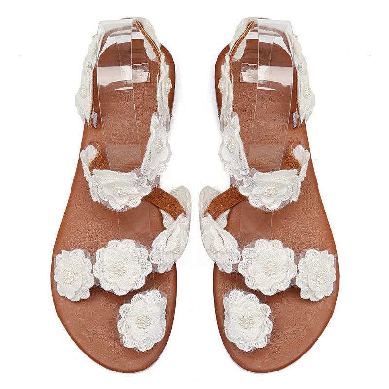 Dame Plus Size Blomsterdekorasjon Slip On Clip Toe Sommerstrandsandaler