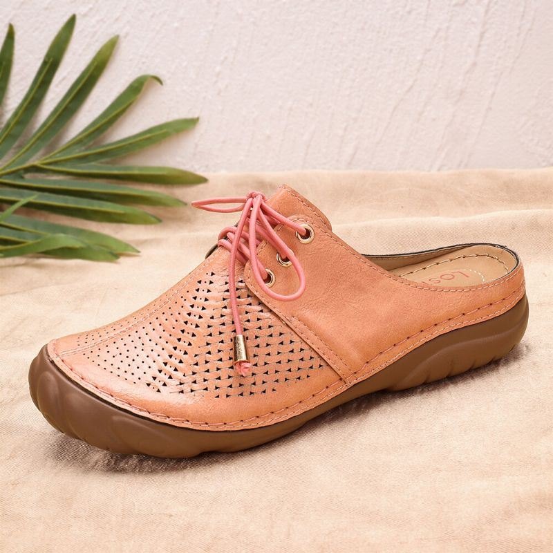 Dame Retro Strappy Hollow Out Slip On Ryggløse Sommersandaler