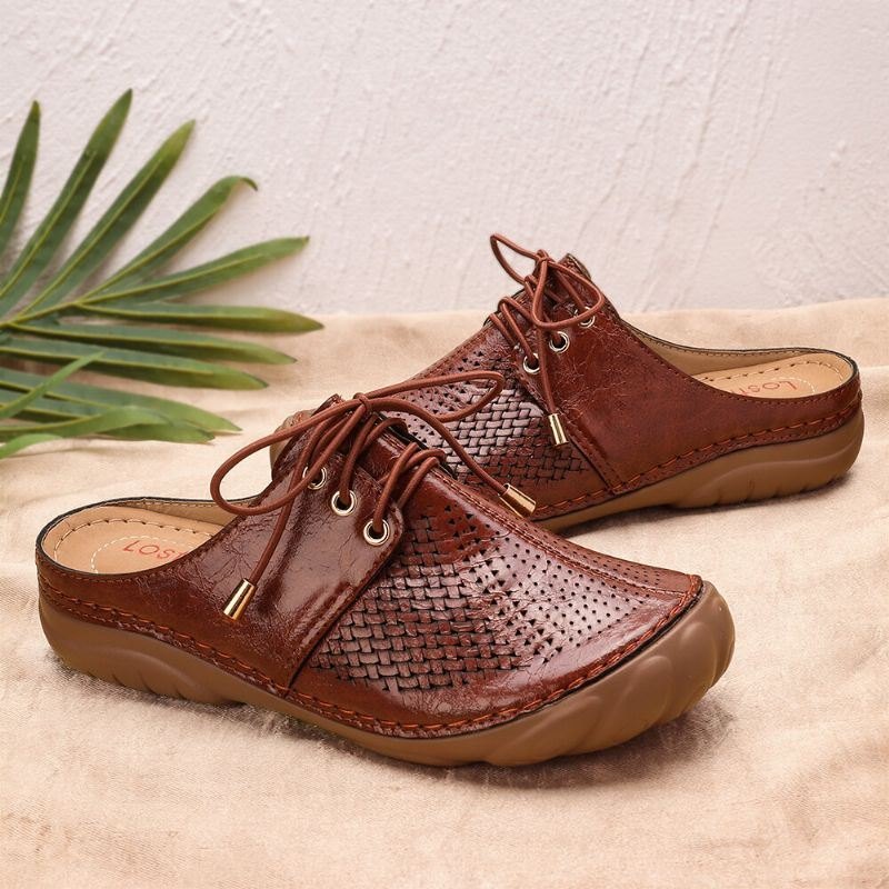 Dame Retro Strappy Hollow Out Slip On Ryggløse Sommersandaler