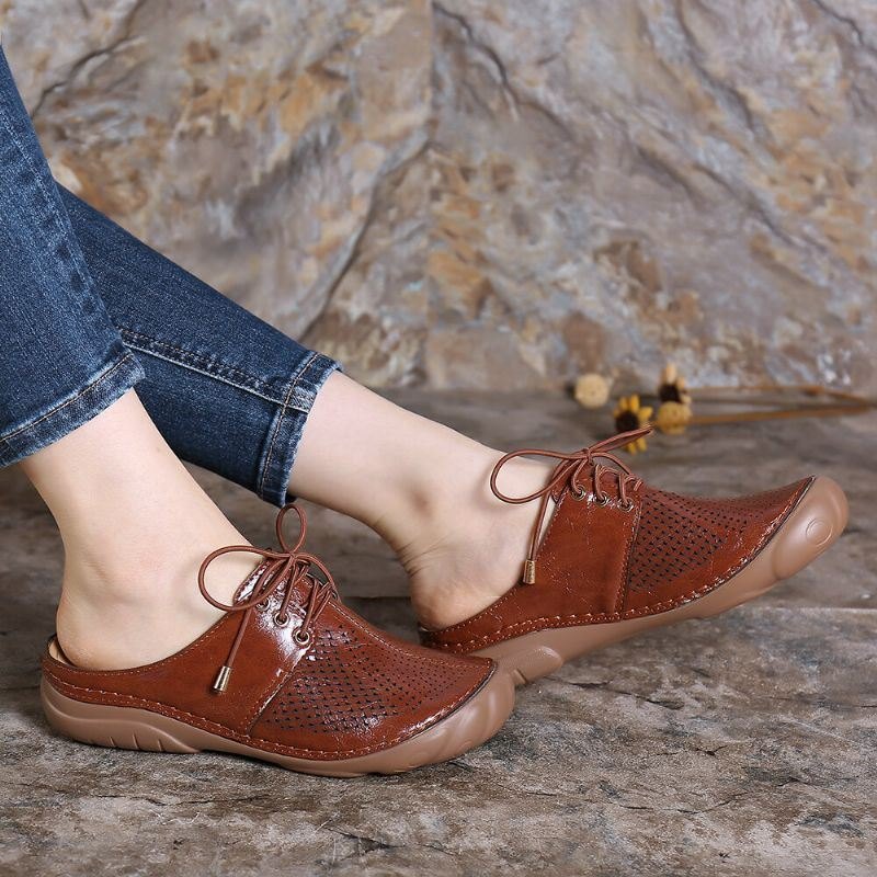 Dame Retro Strappy Hollow Out Slip On Ryggløse Sommersandaler