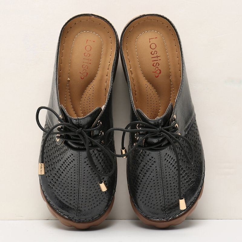 Dame Retro Strappy Hollow Out Slip On Ryggløse Sommersandaler