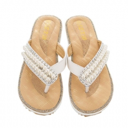 Dame Rhinestone Strap Clip Toe Flats Sandaler