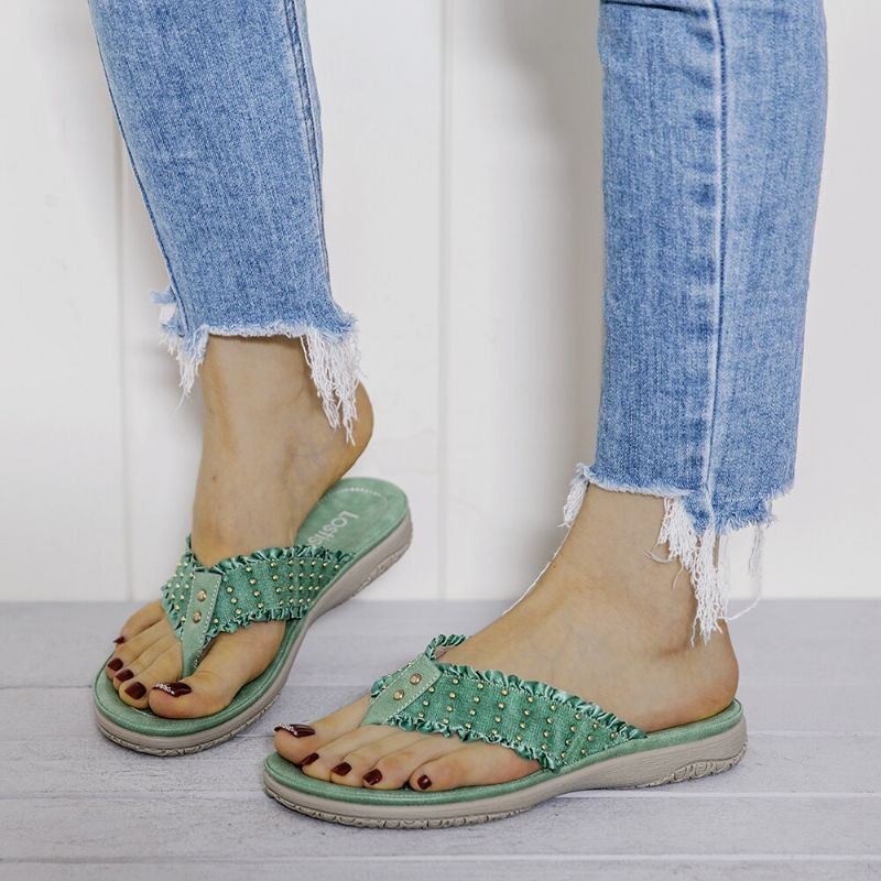 Dame Ruffled Flip Flops Casual Sandaler