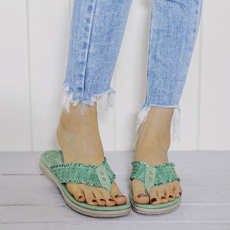 Dame Ruffled Flip Flops Casual Sandaler