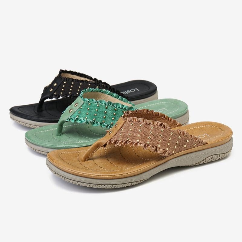 Dame Ruffled Flip Flops Casual Sandaler