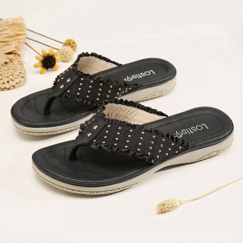 Dame Ruffled Flip Flops Casual Sandaler