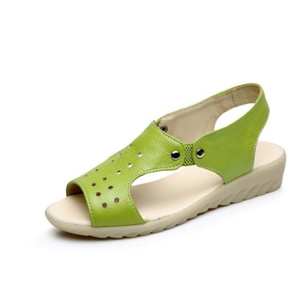 Dame Skinn Hollow Out Peep Toe Slip On Myke Sandaler