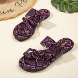 Dame Snake Pattern Casual Comfy Toe Ring Flat Sandaler