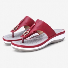 Dame Sommer Metalldekorasjon Flip Flops Comfy Clip Toe Sandaler