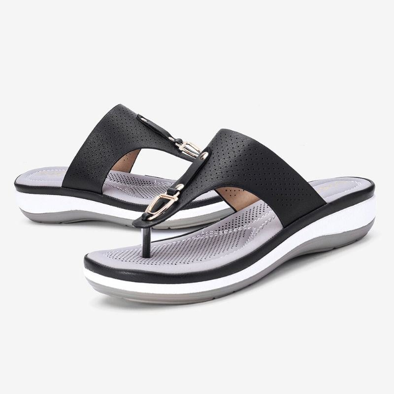 Dame Sommer Metalldekorasjon Flip Flops Comfy Clip Toe Sandaler