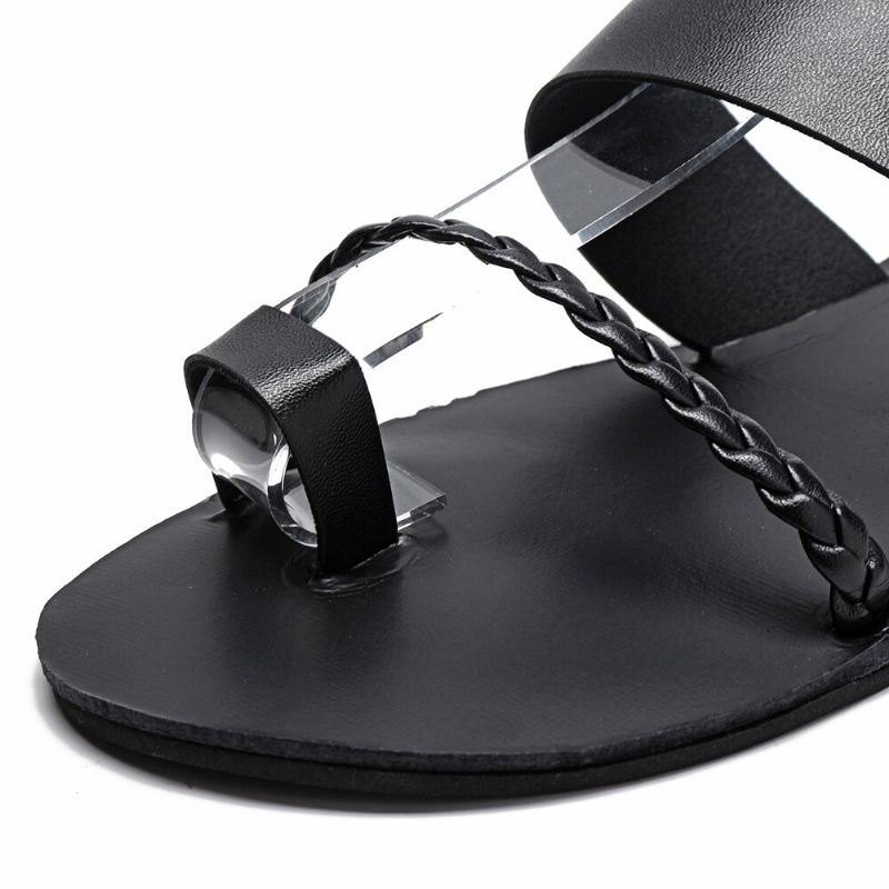 Dame Sommer Roman Black Clip Toe Spenne Strap Flat Sandaler