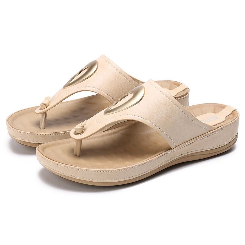 Dame Stor Størrelse Metal Clip Toe Filp Flops Beach Casual Sandaler