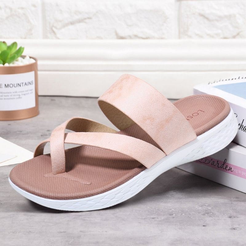 Dame Toe Ring Slip On Myk Såle Uformell Sommer Flat Sandaler