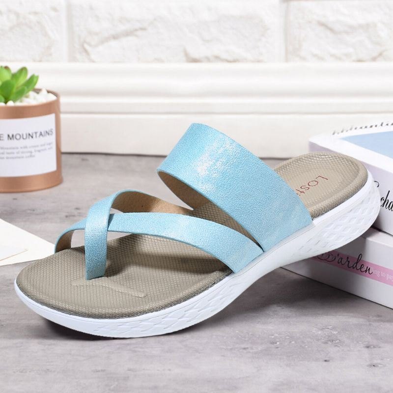 Dame Toe Ring Slip On Myk Såle Uformell Sommer Flat Sandaler