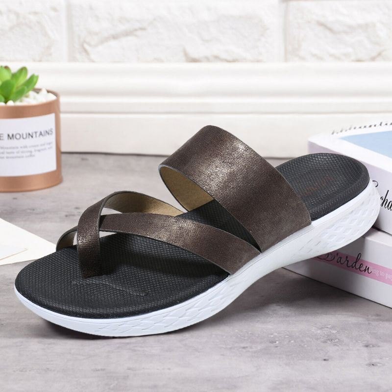 Dame Toe Ring Slip On Myk Såle Uformell Sommer Flat Sandaler