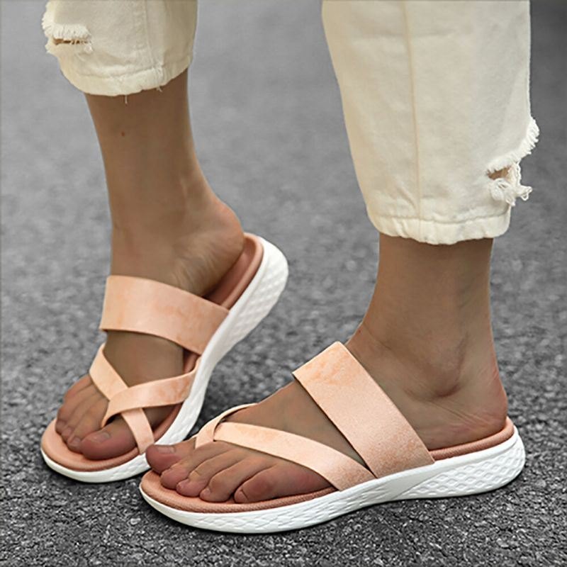 Dame Toe Ring Slip On Myk Såle Uformell Sommer Flat Sandaler