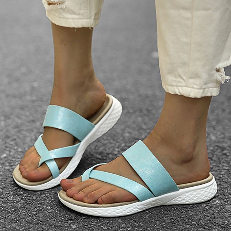 Dame Toe Ring Slip On Myk Såle Uformell Sommer Flat Sandaler