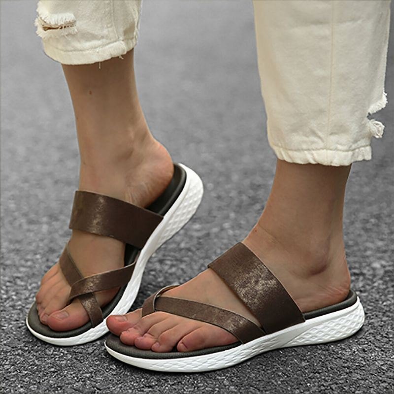 Dame Toe Ring Slip On Myk Såle Uformell Sommer Flat Sandaler