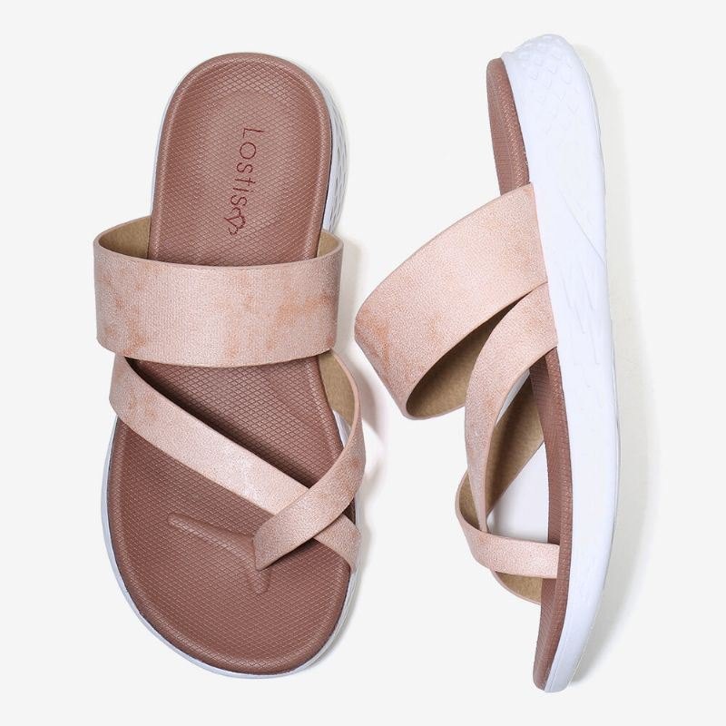 Dame Toe Ring Slip On Myk Såle Uformell Sommer Flat Sandaler