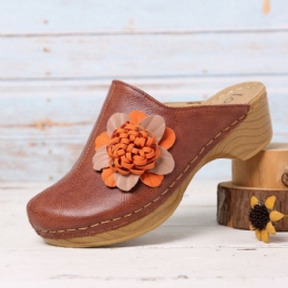 Dame Tredimensjonal Flower Closed Toe Backless Clogs Sandaler