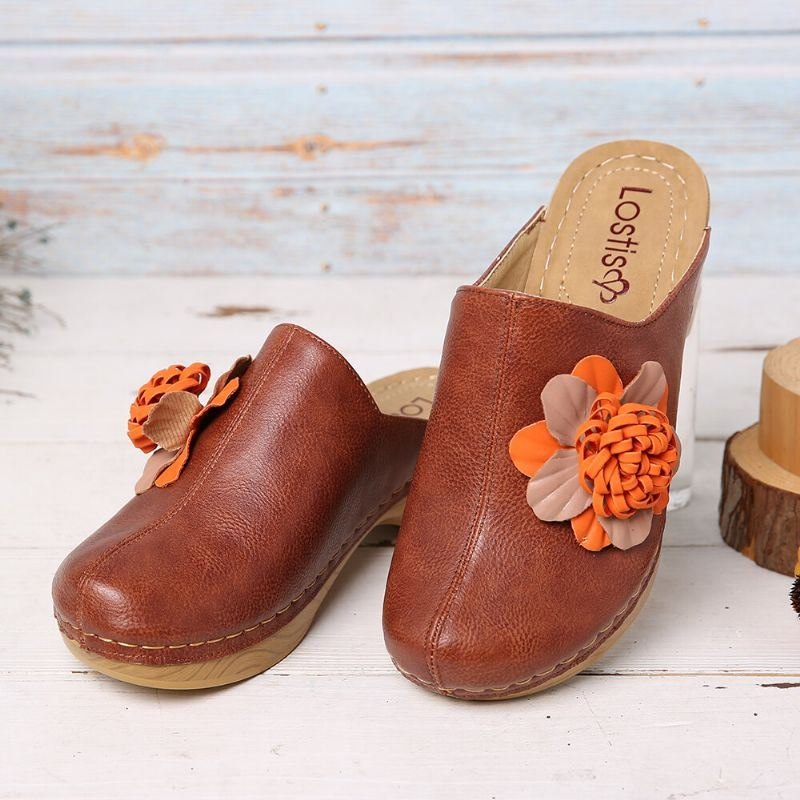 Dame Tredimensjonal Flower Closed Toe Backless Clogs Sandaler