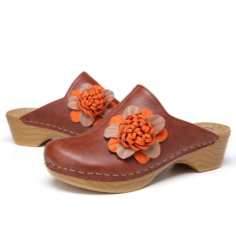 Dame Tredimensjonal Flower Closed Toe Backless Clogs Sandaler