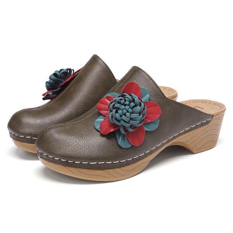 Dame Tredimensjonal Flower Closed Toe Backless Clogs Sandaler