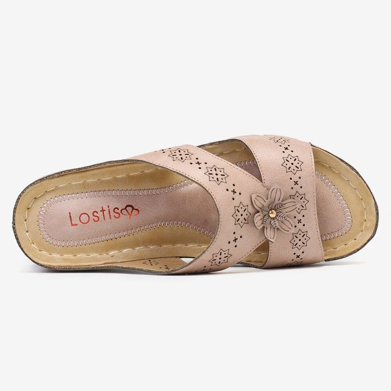 Dame Utskjæring Åpen Tå Myk Såle Slip On Uformell Daglig Summer Wedge Sandaler