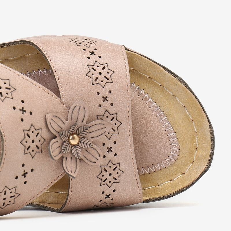 Dame Utskjæring Åpen Tå Myk Såle Slip On Uformell Daglig Summer Wedge Sandaler