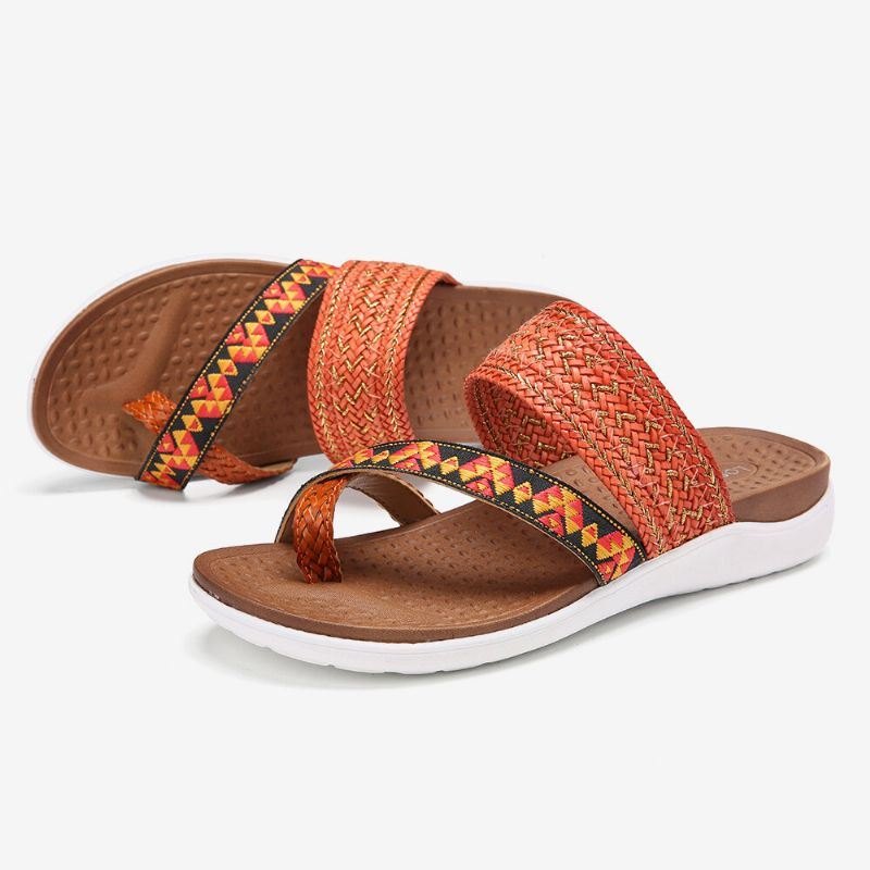 Dame Vevd Tåring Ryggløs Myk Såle Slip On Casual Flat Sandaler