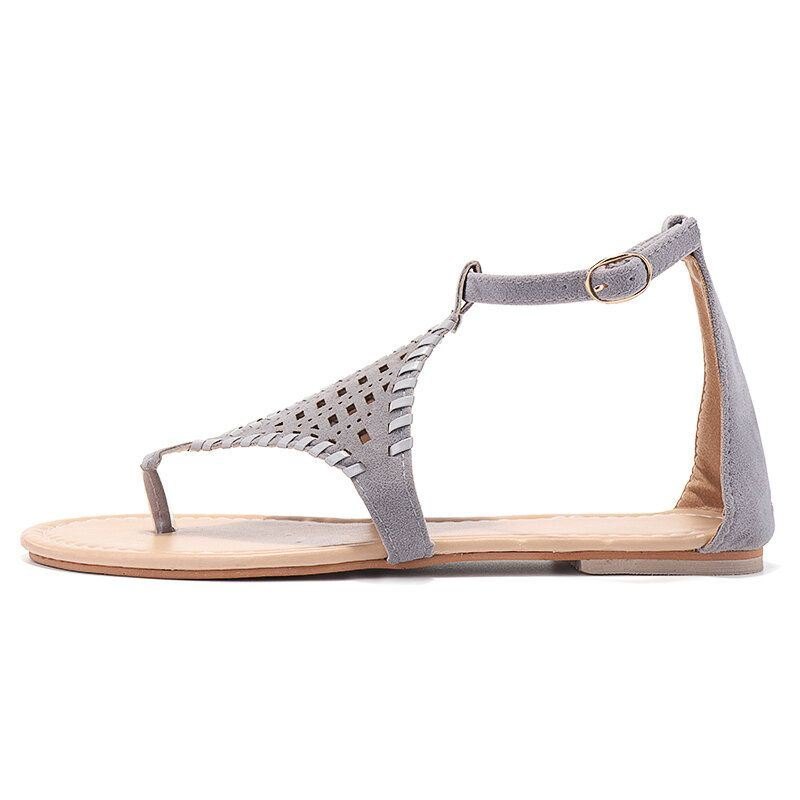 Dame Vever Hul Ut Klippetåspenne Causal Summer Beach Flat Sandaler