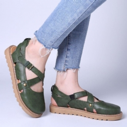 Dame Wide Fit Comgy Cross Bluckle Strap Closed Toe Sandaler