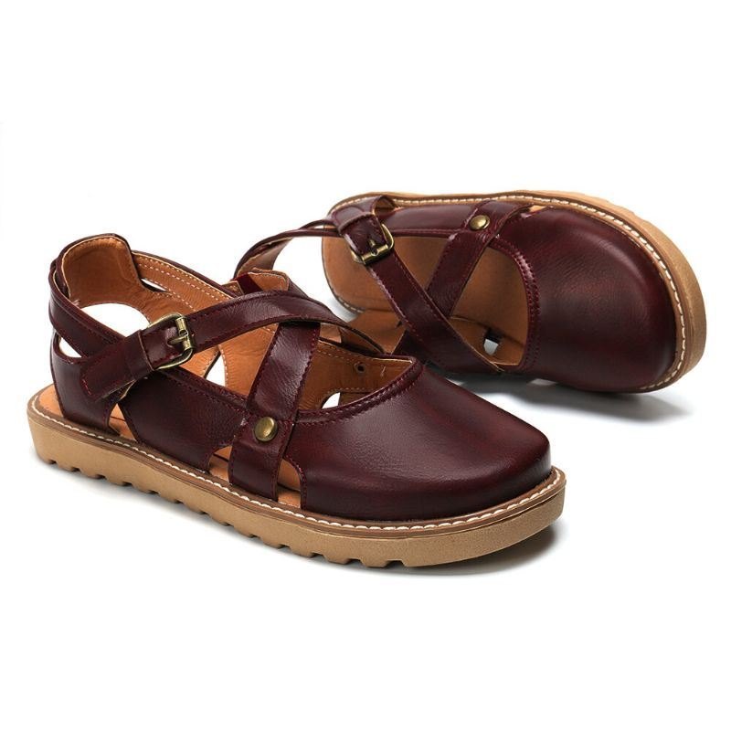 Dame Wide Fit Comgy Cross Bluckle Strap Closed Toe Sandaler